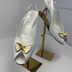 Bruno Magli White and Gold Heels